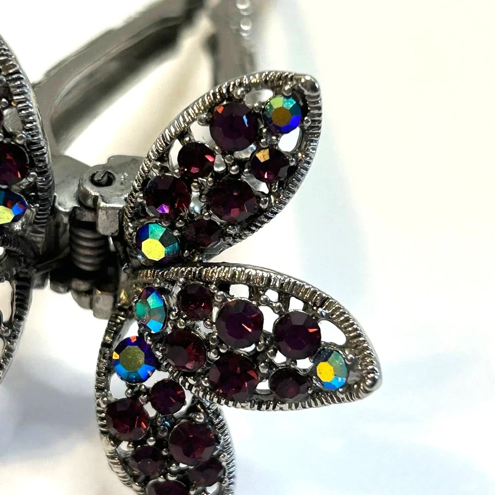 Vintage AB Rhinestone‎ Flower Hair Clip